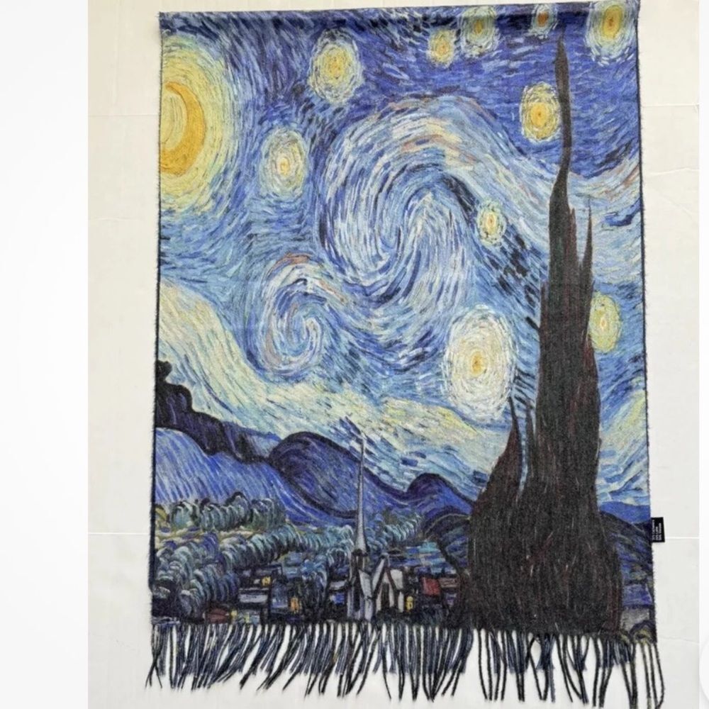 Large Van Gogh starry night cashmere wool scarf Wrap
